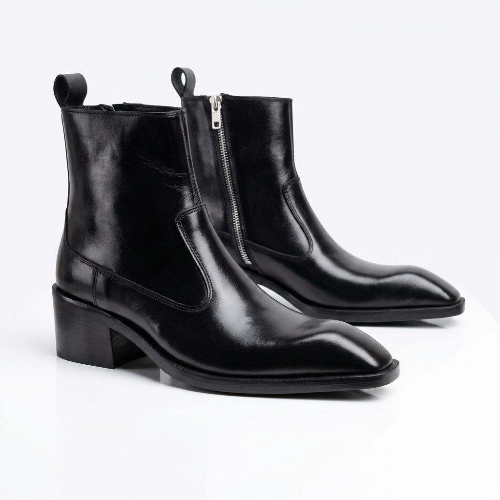 Executive Leather Italian Boots - BLK