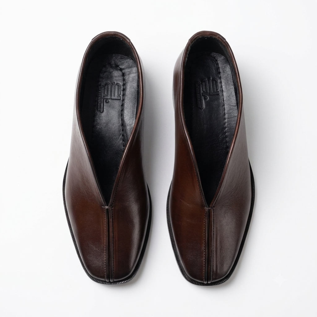 Square Toe Leather Loafers - BRN