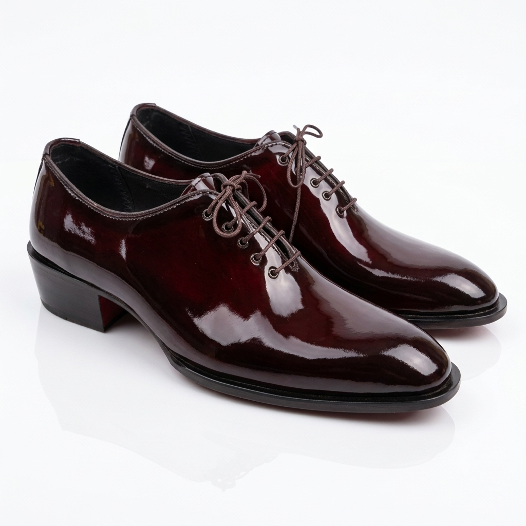 Executive Patent Leather Whole-cut Oxfords-CHERRY-Groom's Edition