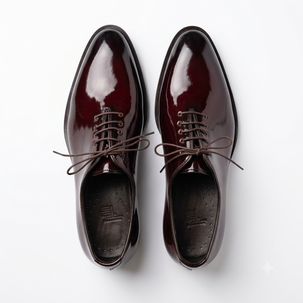Executive Patent Leather Whole-cut Oxfords-CHERRY-Groom's Edition