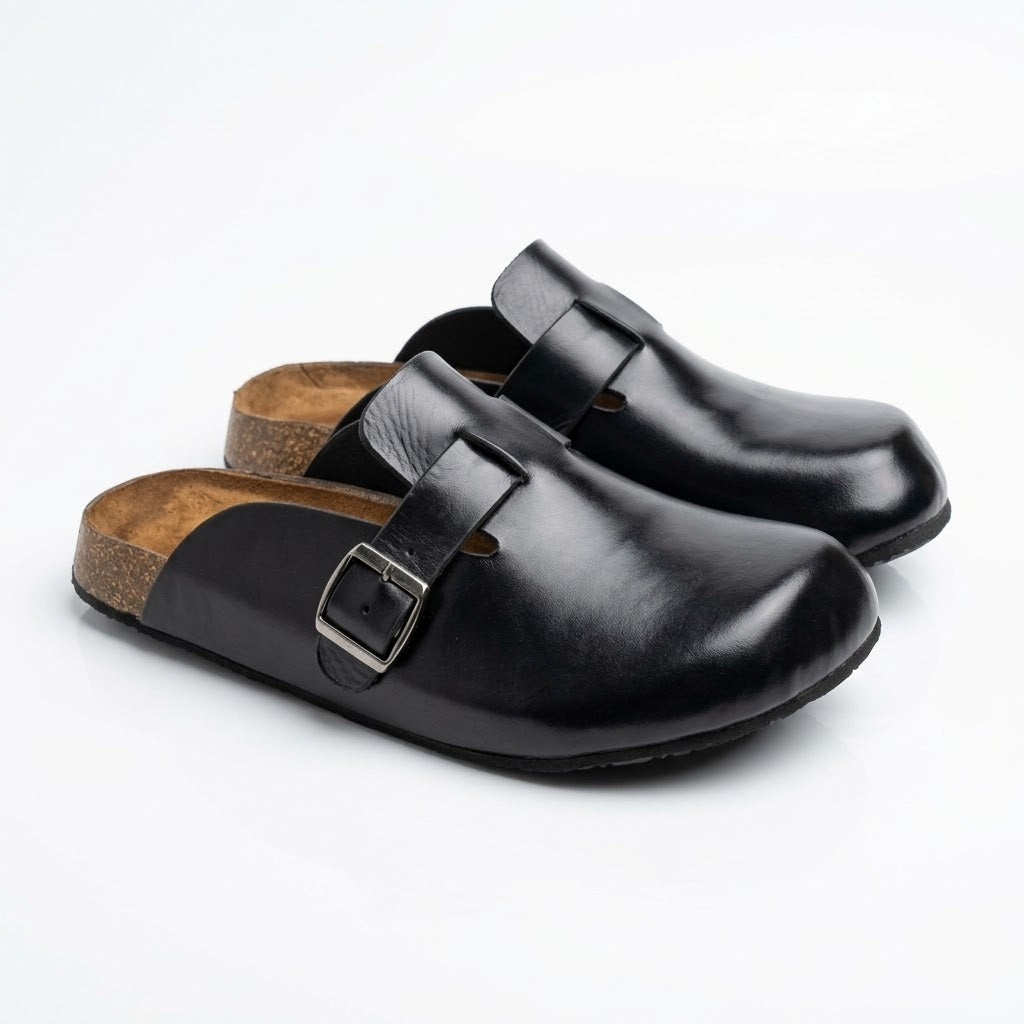 Calf Leather Clogs - Black