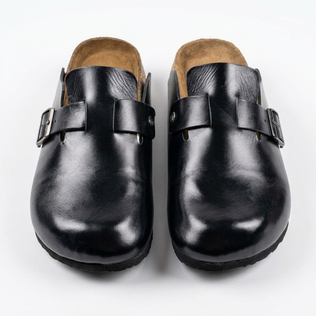 Calf Leather Clogs - Black