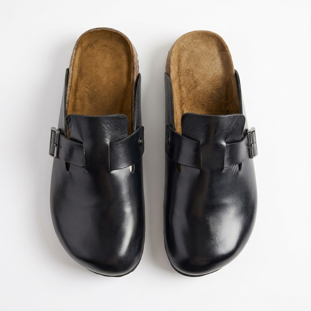 Calf Leather Clogs - Black
