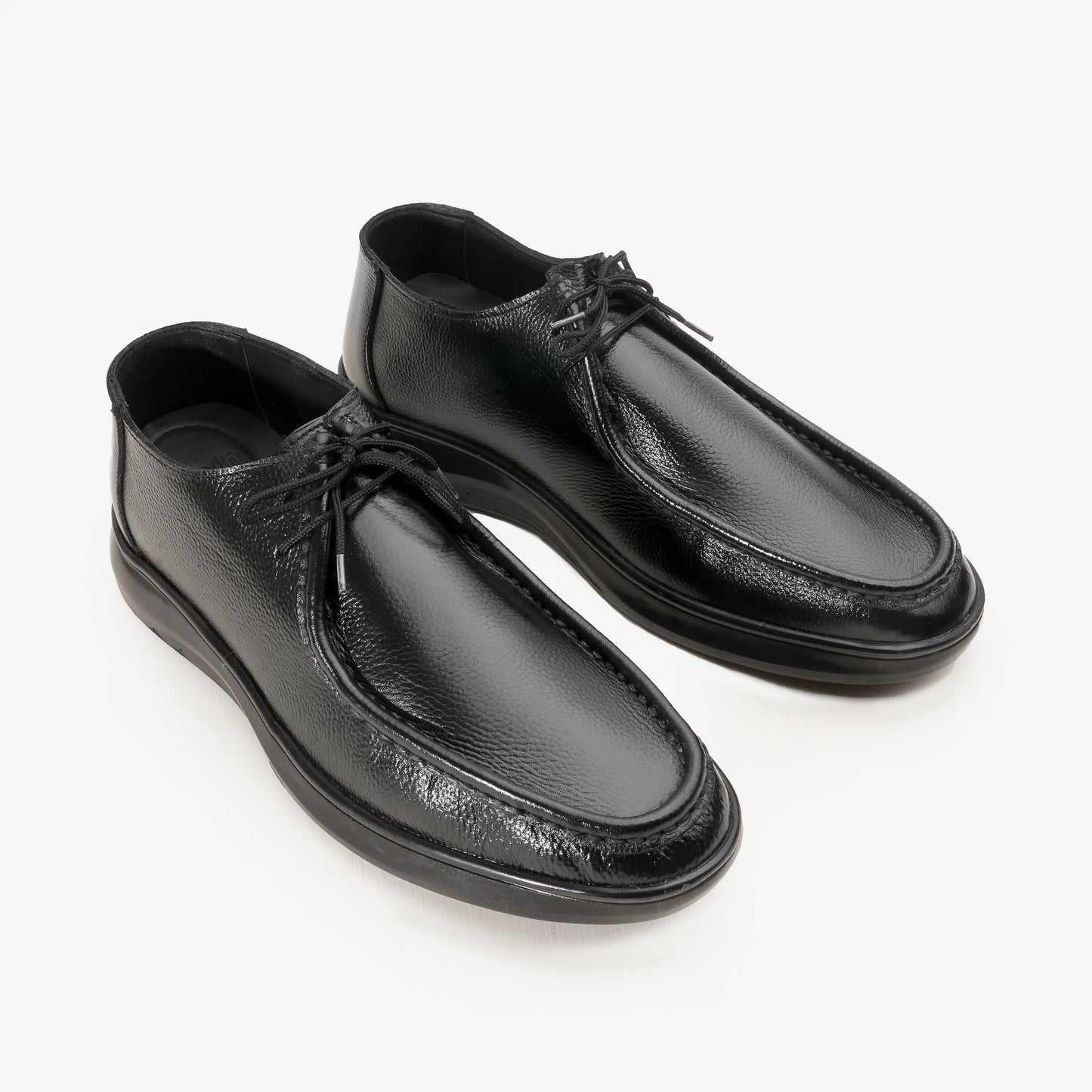Leather Moc Toe Shoe ( 2.5 Inches Approx Height Increase ) - BLK