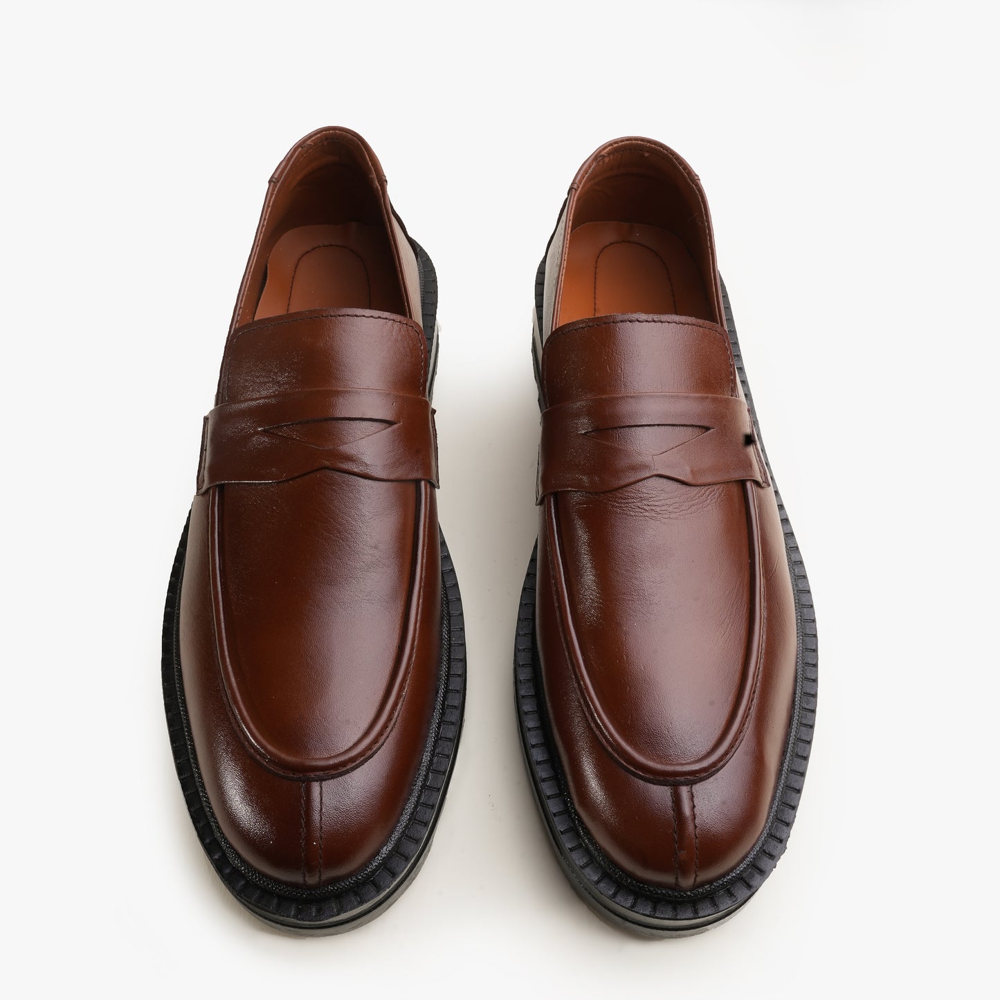 Leather Penny Chunky Loafers - BRN