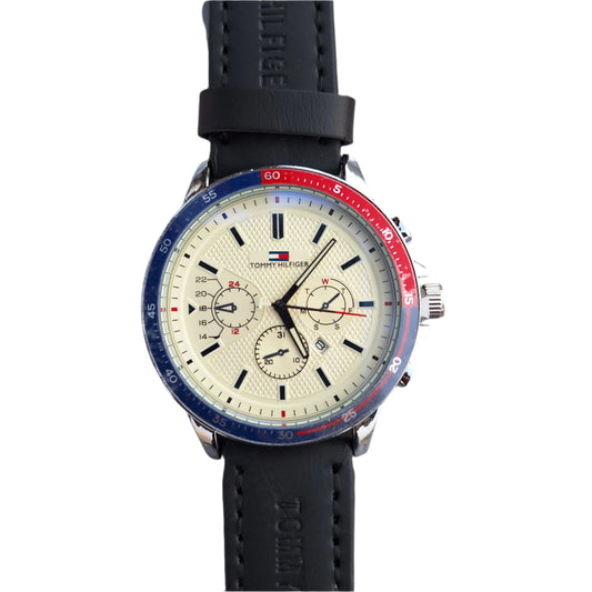 Tommy Hilfiger Men's Watch – Red & Blue Bezel (working date feature)
