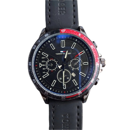 Tommy Hilfiger Men's Watch – Red & Blue Bezel (working date feature)