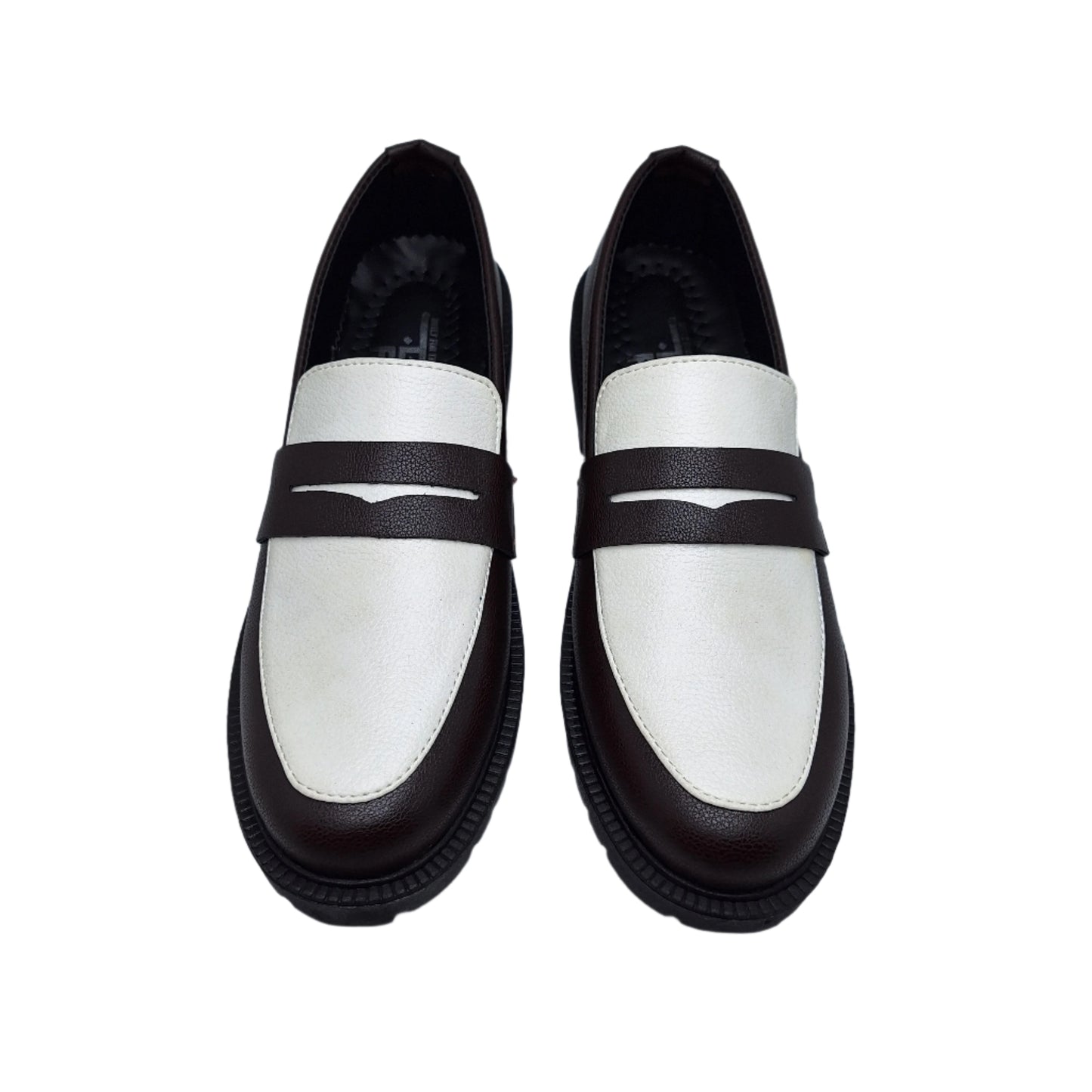 Duo Tone Penny Loafers – Mild Brown & White