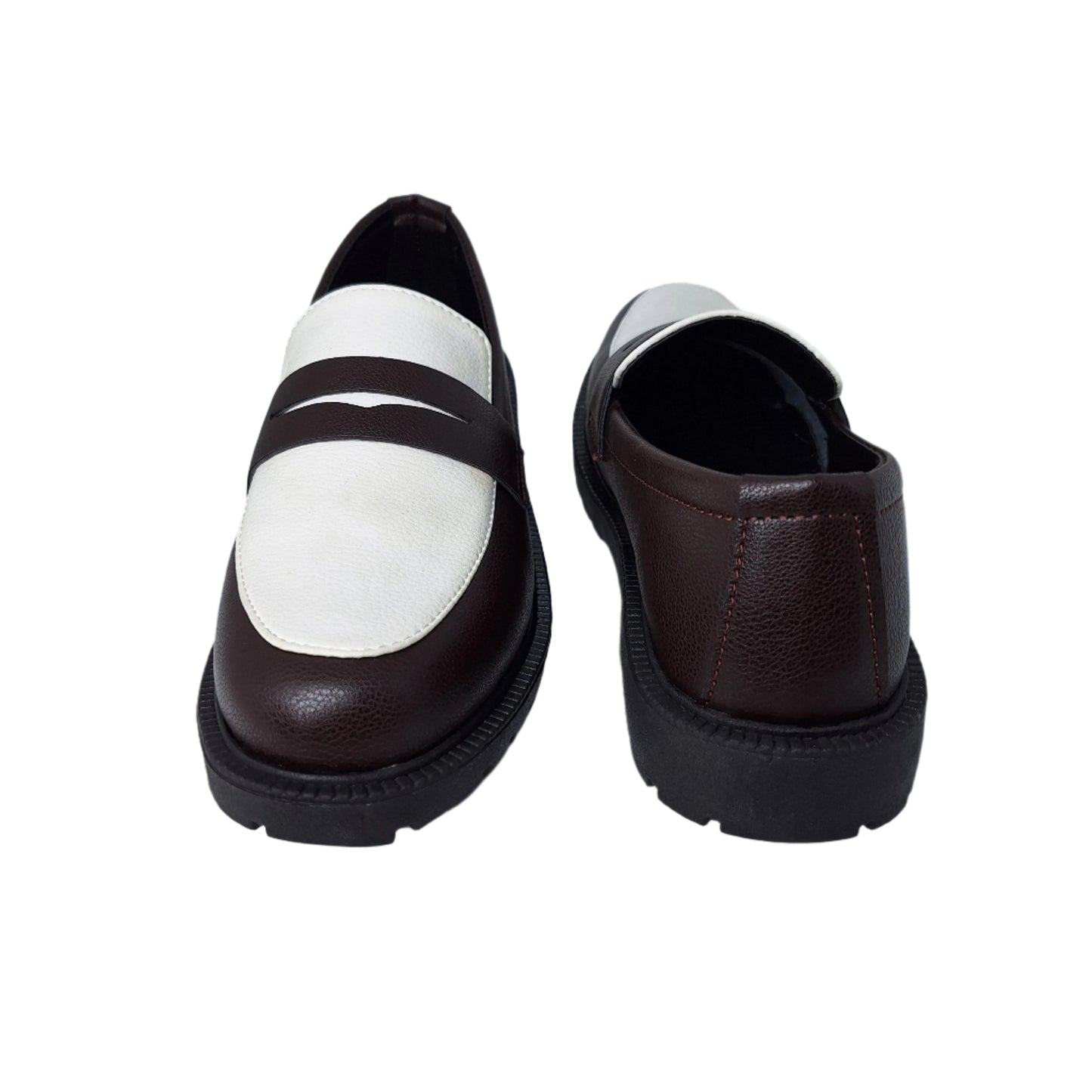 Duo Tone Penny Loafers – Mild Brown & White