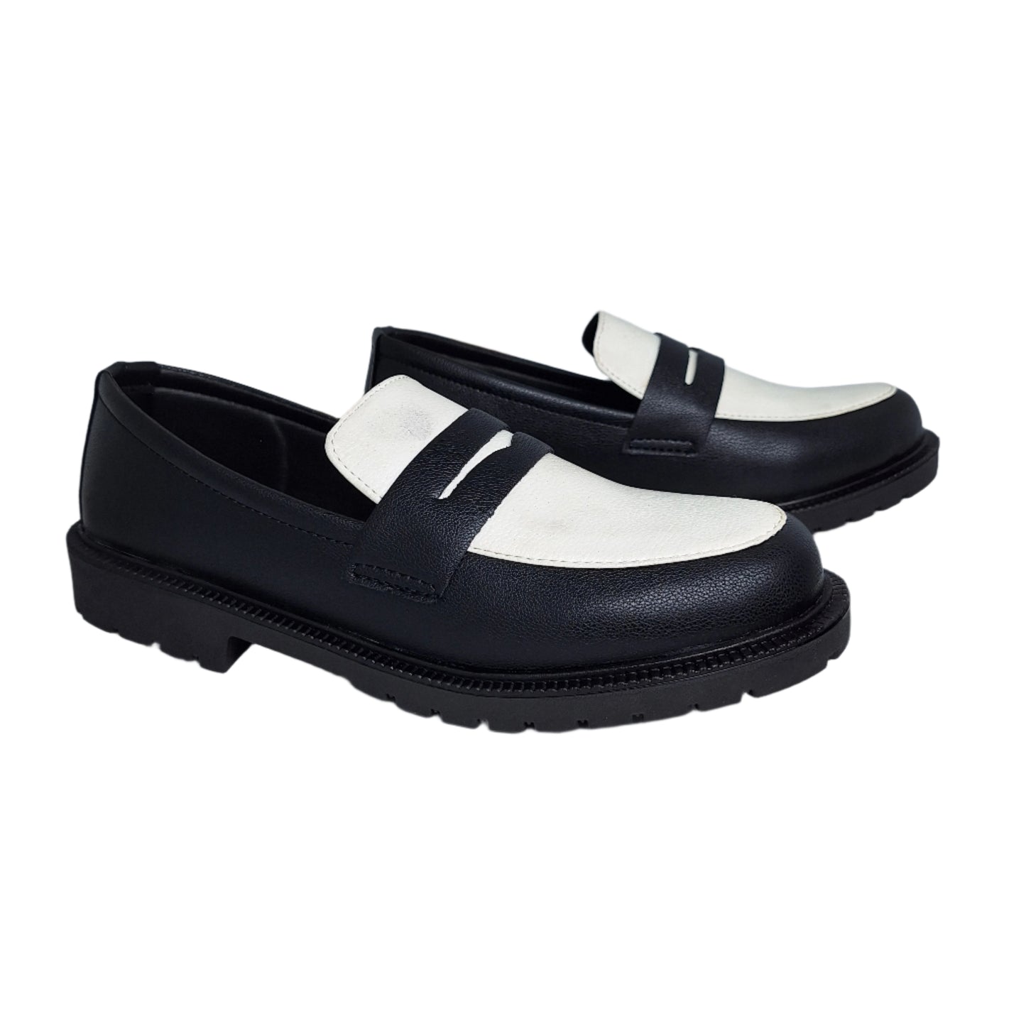 Duo Tone Penny Loafers – Mild Black & White