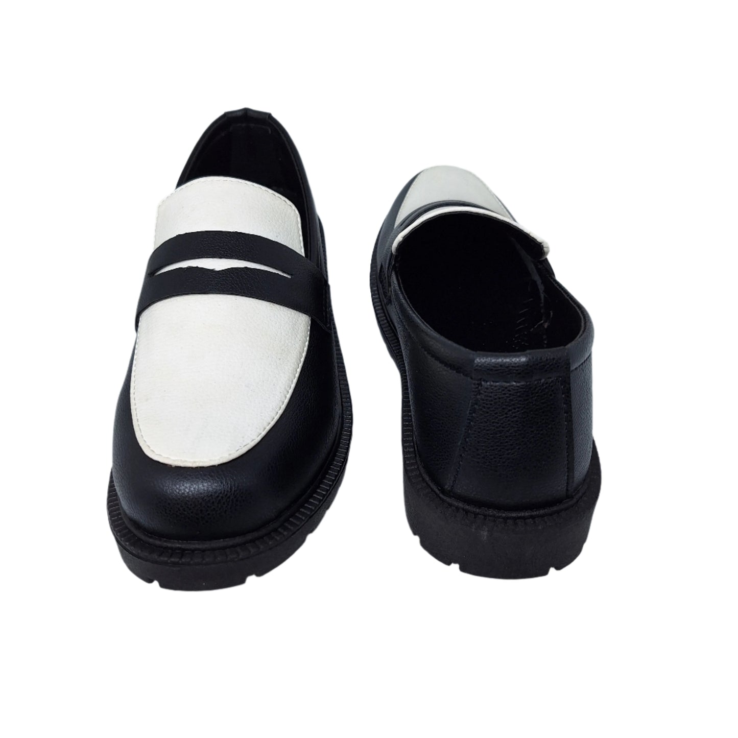 Duo Tone Penny Loafers – Mild Black & White