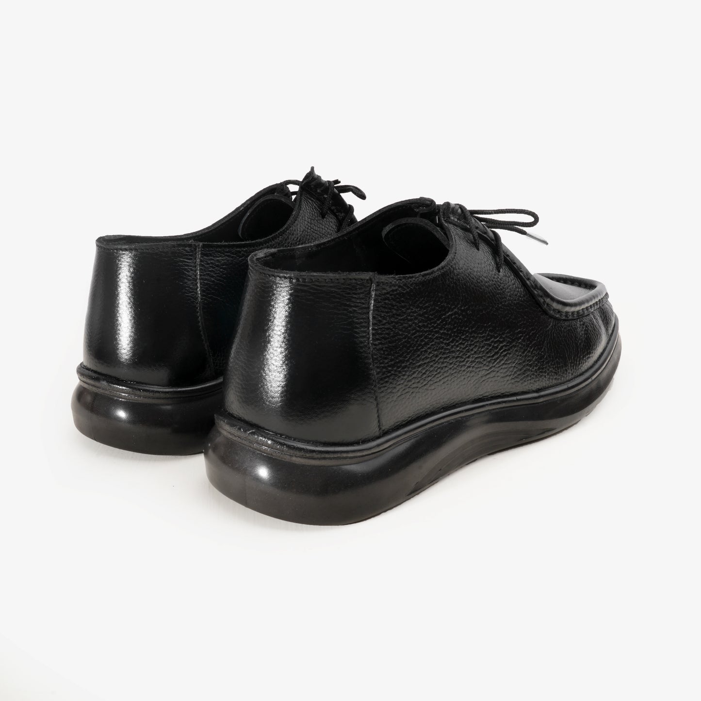 Leather Moc Toe Shoe ( 2.5 Inches Approx Height Increase ) - BLK