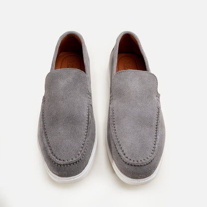 Premium Old Money Suede Loafers - Light Grey