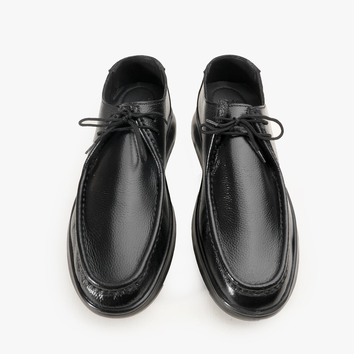 Leather Moc Toe Shoe ( 2.5 Inches Approx Height Increase ) - BLK