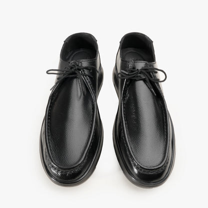 Leather Moc Toe Shoe ( 2 Inches Approx Height Increase ) - BLK