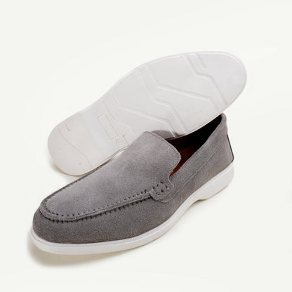 Premium Old Money Suede Loafers - Light Grey