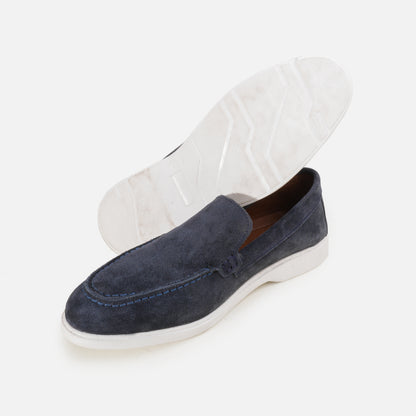 Premium Old Money Suede Loafers - Navy Blue