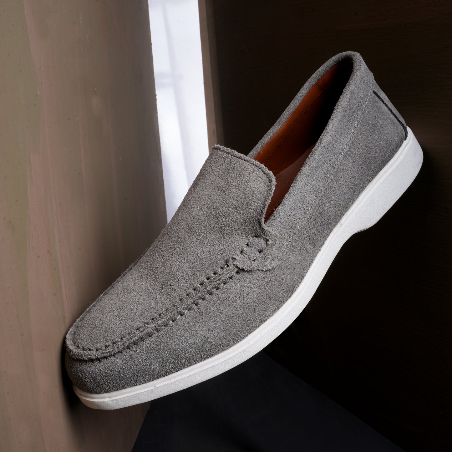 Premium Old Money Suede Loafers - Light Grey