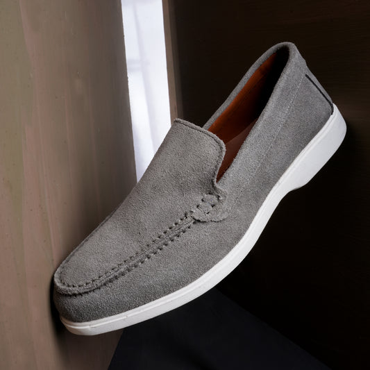Premium Old Money Suede Loafers - Light Grey