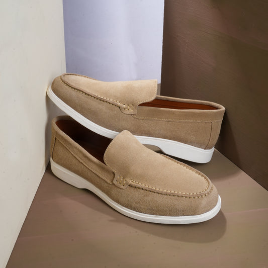 Premium Old Money Suede Loafers - Beige