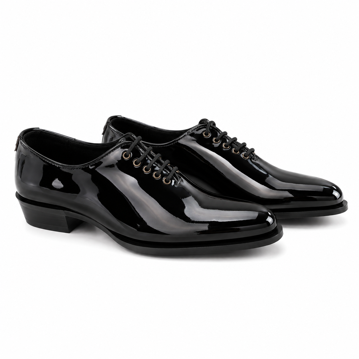 Executive Patent Leather Whole-cut Oxfords-BLK
