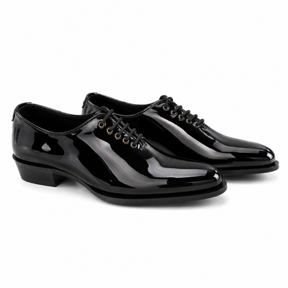 Executive Patent Leather Whole-cut Oxfords-BLK