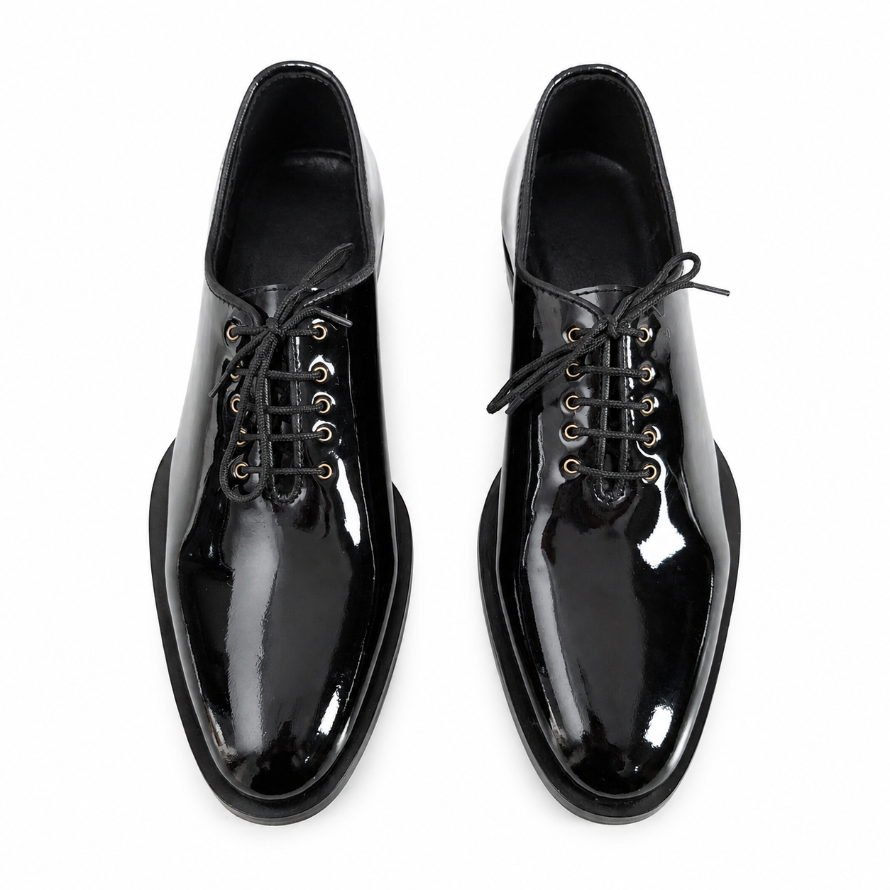 Executive Patent Leather Whole-cut Oxfords-BLK