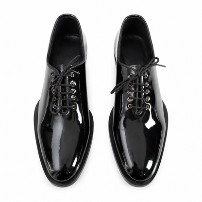 Executive Patent Leather Whole-cut Oxfords-BLK