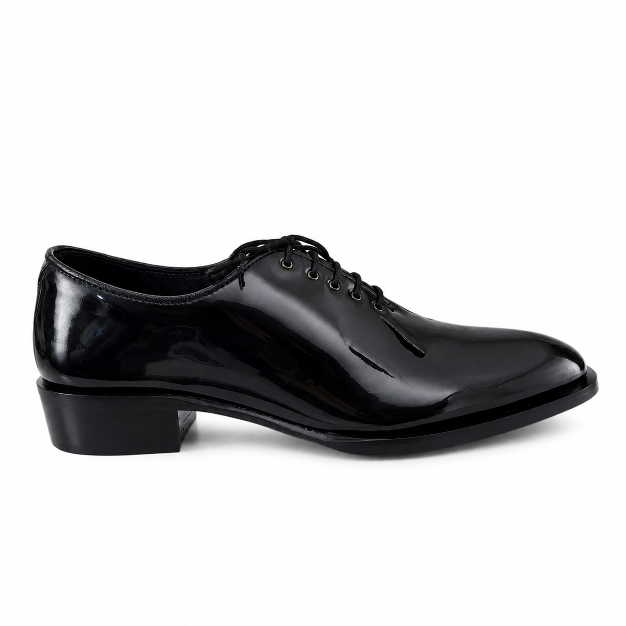 Executive Patent Leather Whole-cut Oxfords-BLK