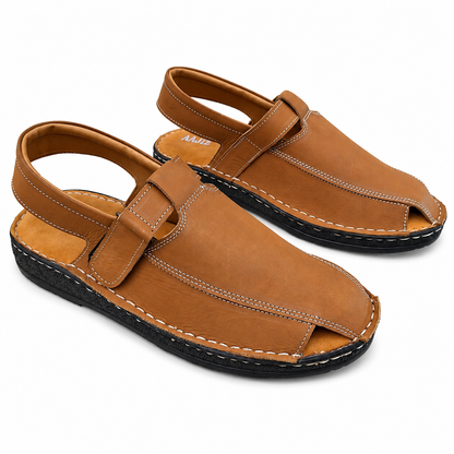 Nubuck Leather Sandals - Mustard