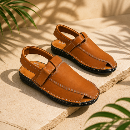 Nubuck Leather Sandals - Mustard
