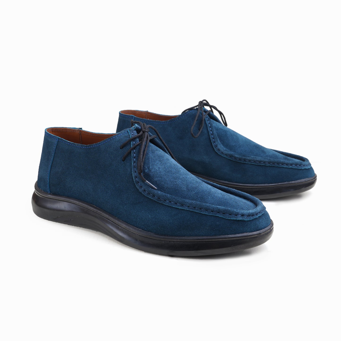 Leather Moc Toe Shoe ( 2.5 Inches Approx Height Increase ) - Blue