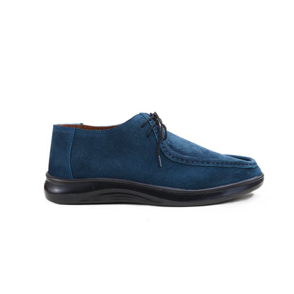 Leather Moc Toe Shoe ( 2 Inches Approx Height Increase ) - Blue