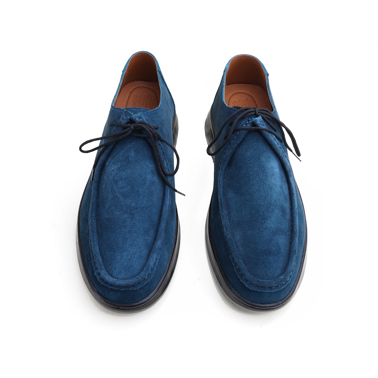 Leather Moc Toe Shoe ( 2.5 Inches Approx Height Increase ) - Blue