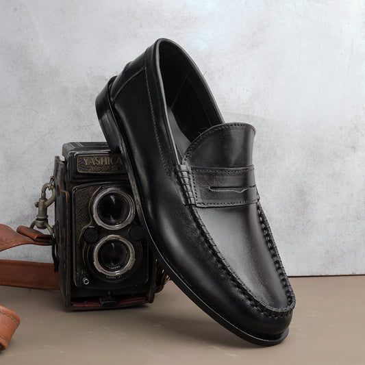 Leather Classic Penny Loafers - BLK