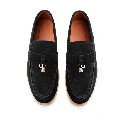 Premium Old Money Suede Tassel Loafers - Black