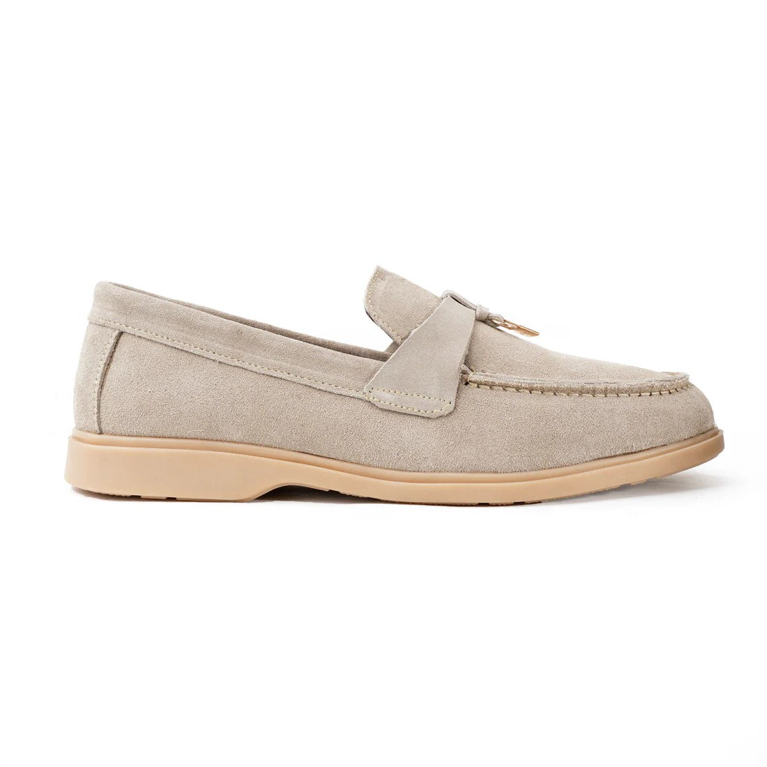 Premium Old Money Suede Tassel Loafers - Beige