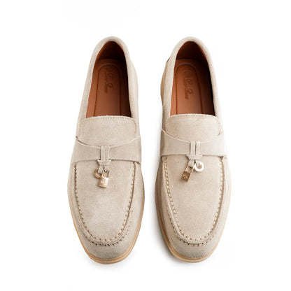 Premium Old Money Suede Tassel Loafers - Beige