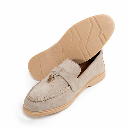 Premium Old Money Suede Tassel Loafers - Beige