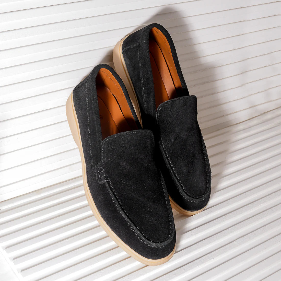 Premium Old Money Suede Loafers - Blk (Honey Sole)