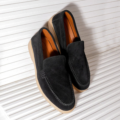 Premium Old Money Suede Loafers - Blk (Honey Sole)