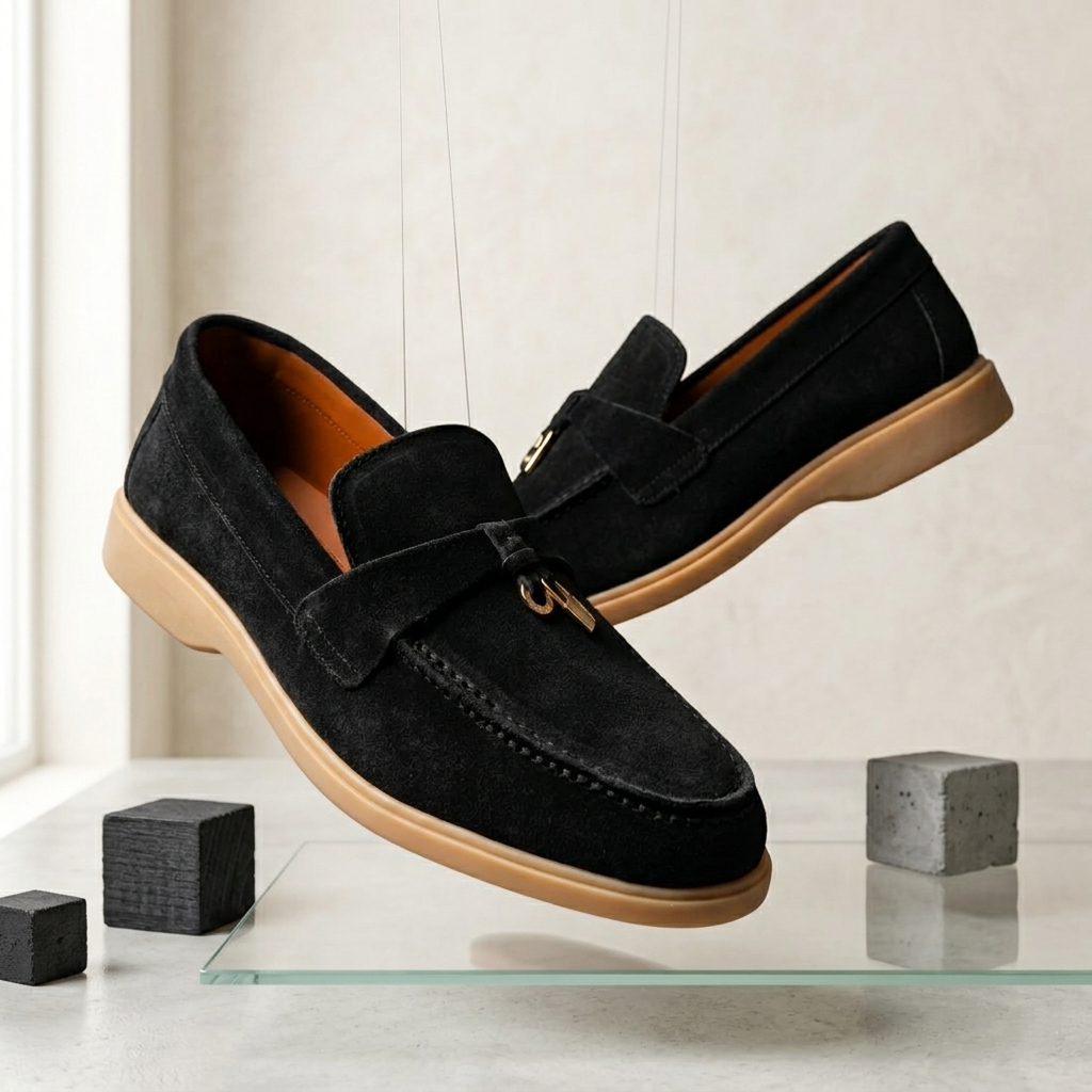 Premium Old Money Suede Tassel Loafers - Black
