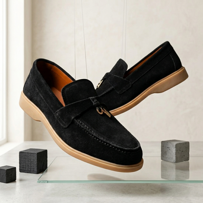 Premium Old Money Suede Tassel Loafers - Black
