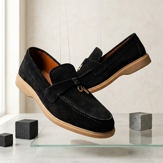 Premium Old Money Suede Tassel Loafers - Black