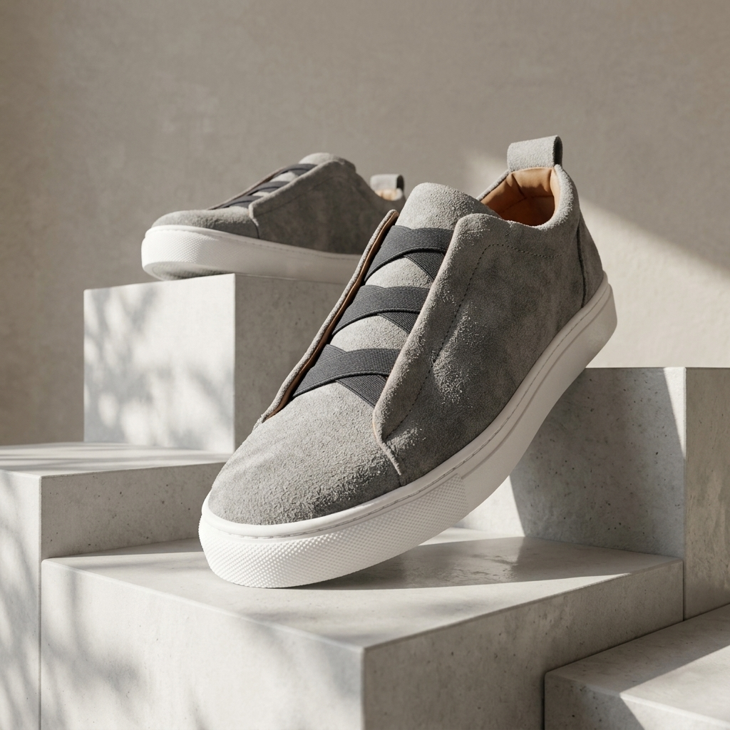 Leather Sneakers - Grey