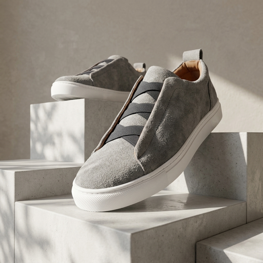 Leather Sneakers - Grey