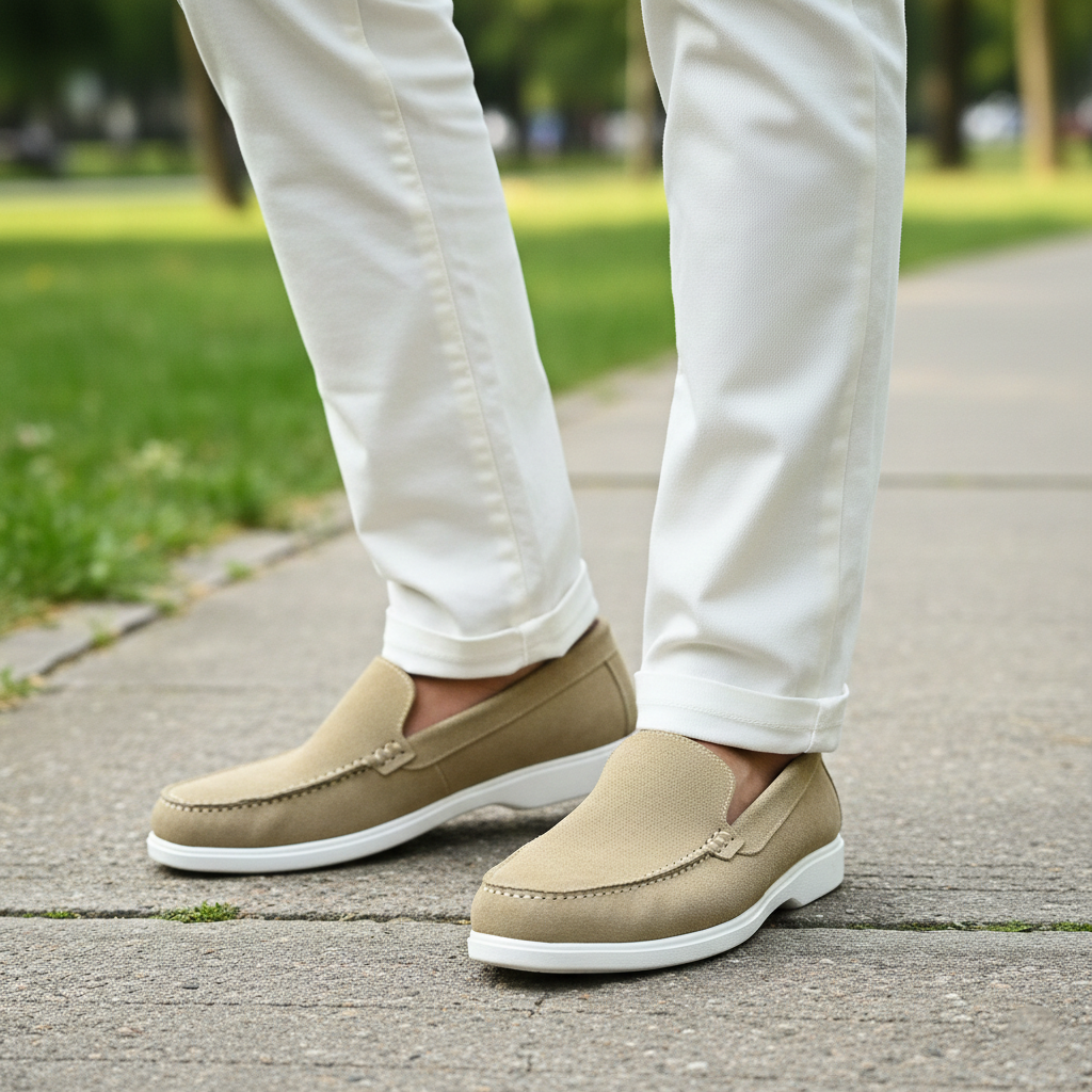 Premium Old Money Suede Loafers - Beige