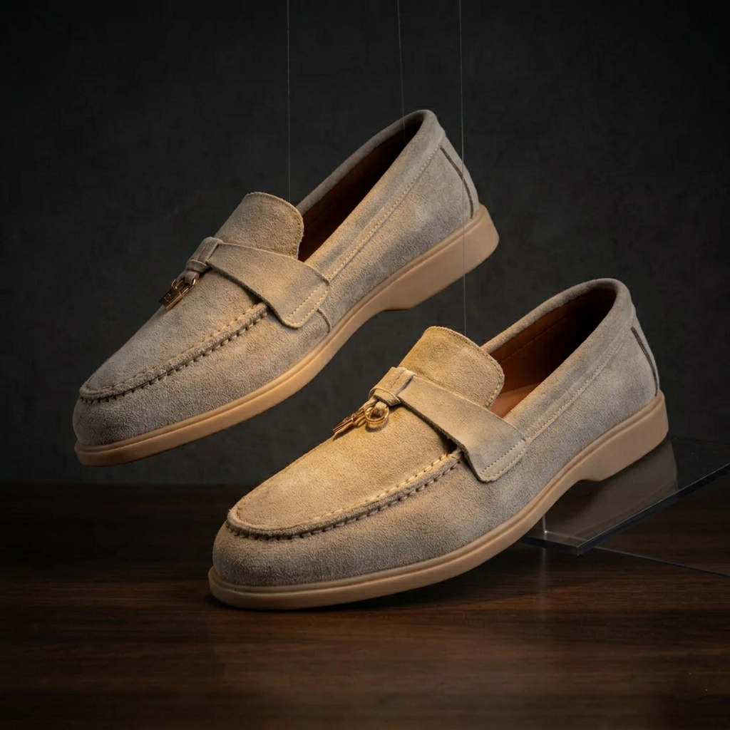 Premium Old Money Suede Tassel Loafers - Beige