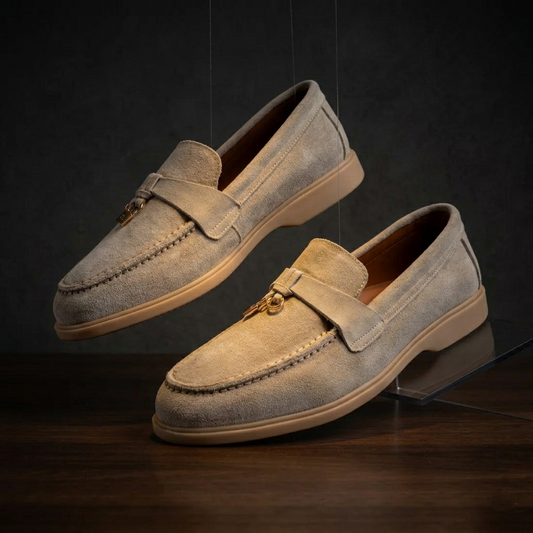 Premium Old Money Suede Tassel Loafers - Beige