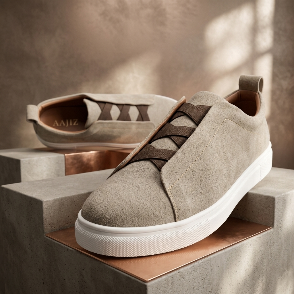 Leather Sneakers - Beige